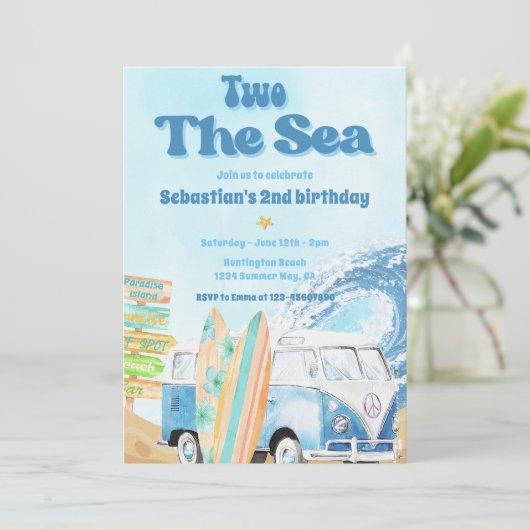 ツーザシーサーフビーチ2nd誕生日招待状 招待状 (スタンド正面)