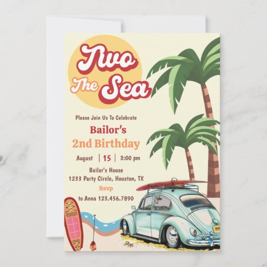 ツーザシーサーフビーチ2nd誕生日招待状 招待状 (正面)