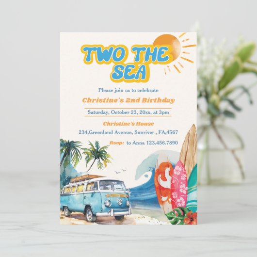 ツーザシーサーフビーチ2nd誕生日招待状 招待状 (スタンド正面)