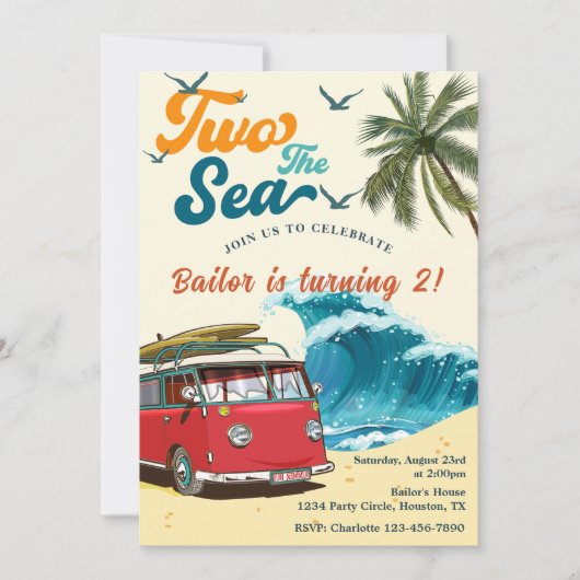 ツーザシーサーフビーチ2nd誕生日 招待状 (正面)