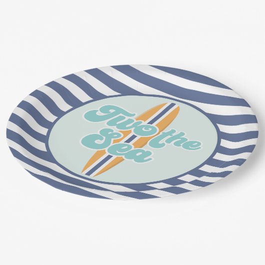 ツーザシーサーフボードビーチ誕生日 ペーパープレート (アングル)