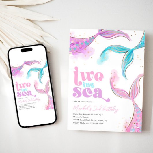ツーザシーマーメイド誕生日招待状 招待状