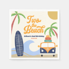 ツーザビーチサーフブルーセカンドバースデーパーティー スタンダードカクテルナプキン