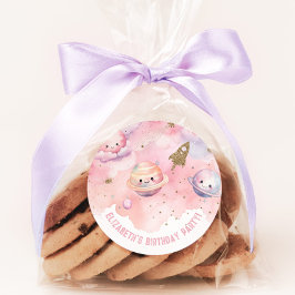 ツーザムーンガールピンクアウタースペース誕生日 ラウンドシール