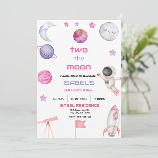 ツーザムーンガール誕生日 招待状 (スタンド正面)