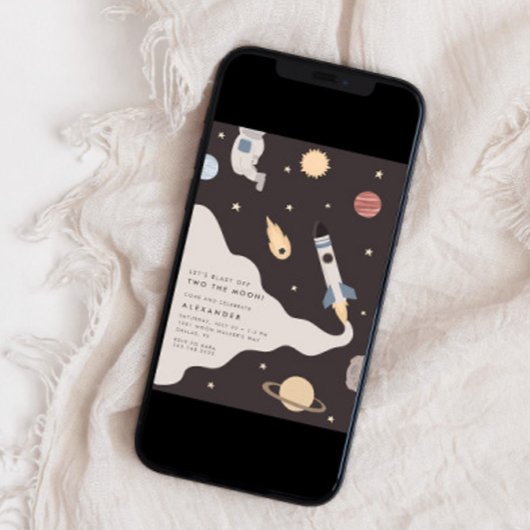 ツーザムーンキッズアウタースペース誕生日 招待状