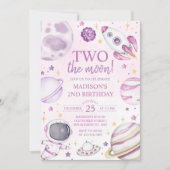 ツーザムーンセカンドバースデーガール宇宙 招待状 (正面)