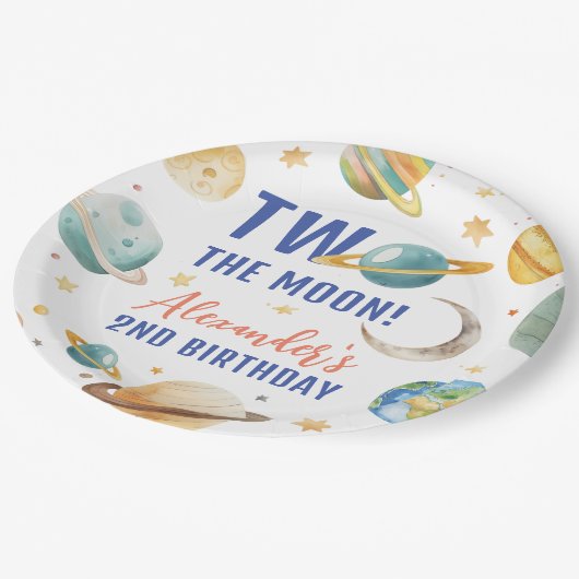 ツーザムーンセカンドバースデー宇宙銀河系 ペーパープレート (アングル)