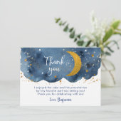 ツーザムーンネイビー金ゴールド銀河系誕生日 サンキューカード (スタンド正面)