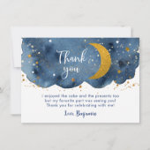 ツーザムーンネイビー金ゴールド銀河系誕生日 サンキューカード (正面)