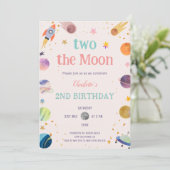 ツーザムーンパステルアウタースペース宇宙2nd誕生日 招待状 (スタンド正面)