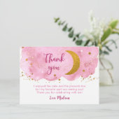 ツーザムーンピンク金ゴールド銀河系誕生日 サンキューカード (スタンド正面)