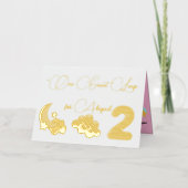 ツーザムーンフォト子供の誕生日 箔グリーティングカード (正面)