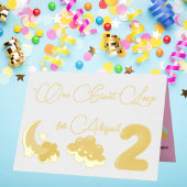 ツーザムーンフォト子供の誕生日 箔グリーティングカード