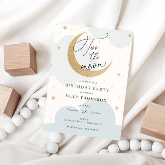ツーザムーンブルーセカンド誕生日 招待状