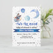 ツーザムーンロケット宇宙ブルーボーイ2nd誕生日 招待状 (スタンド正面)