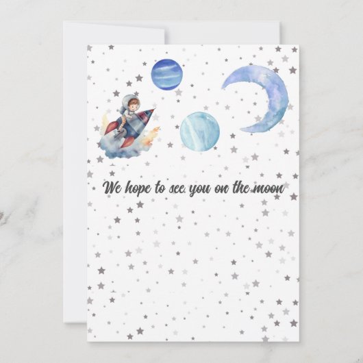 ツーザムーンロケット宇宙ブルーボーイ2nd誕生日 招待状 (裏面)