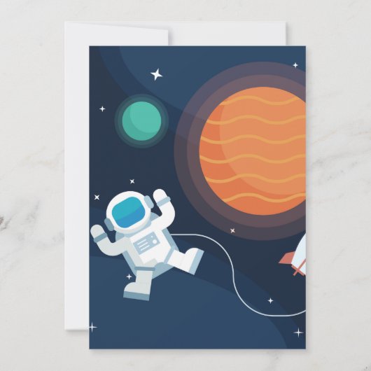 ツーザムーンロケット船誕生日招待状 招待状 (裏面)