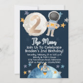 ツーザムーン宇宙宇宙飛行士誕生日招待状 招待状 (正面)