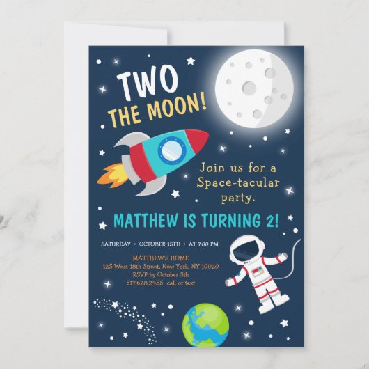 ツーザムーン宇宙誕生日 招待状 (正面)