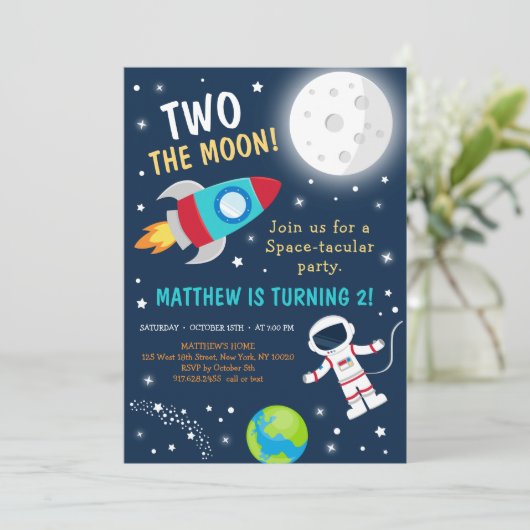 ツーザムーン宇宙誕生日 招待状 (スタンド正面)