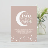 ツーザムーン赤面ピンク誕生日招待状 招待状 (スタンド正面)