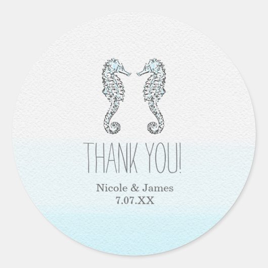 ツーシーホースエレガントビーチ結婚式 ラウンドシール (正面)