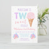 ツースイーツアイスクリームレインボー誕生日 招待状 (スタンド正面)