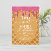 ツースイーツアイスクリーム子供の誕生日招待状 招待状 (スタンド正面)