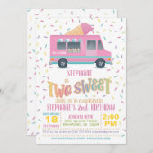 ツースイーツアイスクリーム誕生日招待状 招待状 (正面/裏面)