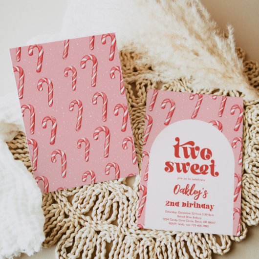 ツースイーツキャンディーケーン誕生日招待状 招待状
