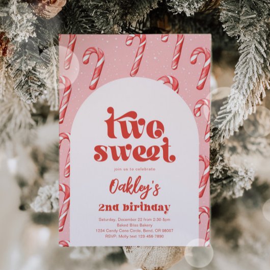 ツースイーツキャンディーケーン誕生日招待状 招待状