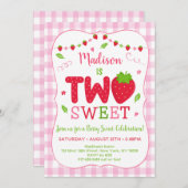 ツースイーツストロベリー誕生日 招待状 (正面/裏面)