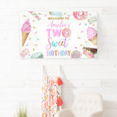 ツースイーツデザート誕生日ビニールバナー 横断幕 (インサイチュ)