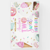 ツースイーツデザート誕生日ビニールバナー 横断幕 (縦)