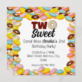 ツースイーツドーナツ第2テーマカラフル誕生日パーティー 招待状 (正面/裏面)