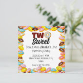 ツースイーツドーナツ第2テーマカラフル誕生日パーティー 招待状 (スタンド正面)