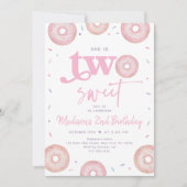 ツースイーツピンクパステルドーナツセカンド誕生日 招待状 (正面)