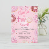 ツースイートドーナツガールの2歳誕生日パーティー招待状 招待状 (スタンド正面)