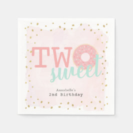 ツースイートピンクドーナツガールズ誕生日紙 スタンダードカクテルナプキン