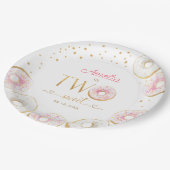 ツースイートピンク金ゴールドドーナツ誕生日 ペーパープレート (アングル)