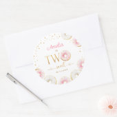 ツースイートピンク金ゴールドドーナツ誕生日 ラウンドシール (封筒)