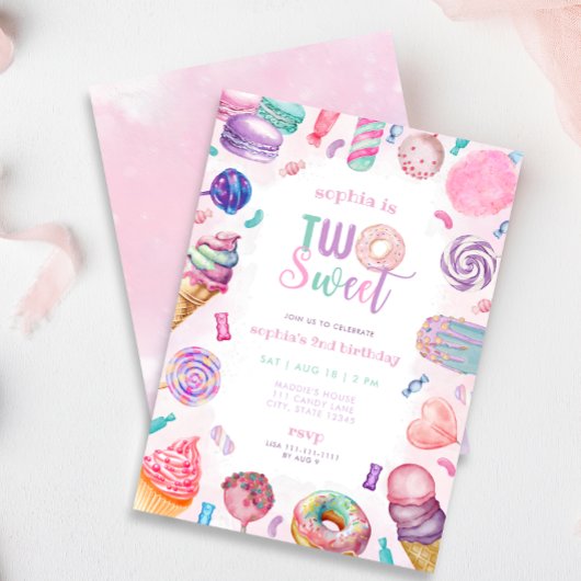 ツースウィートキャンディセカンド誕生日招待状 招待状