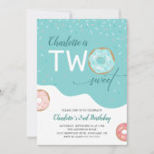 ツースウィートティール（緑がかった色）ガールズセカンドバースデー招待状 招待状 (正面)