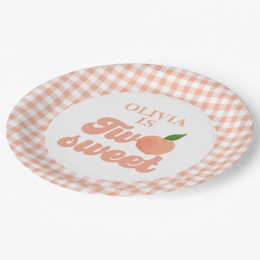 ツースウィートピーチ誕生日紙プレート ペーパープレート (アングル)