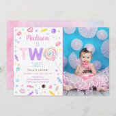 ツースウィート棒つきキャンデーキャンディセカンド誕生日 招待状 (正面/裏面)