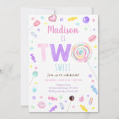 ツースウィート棒つきキャンデーキャンディ誕生日 招待状 (正面)