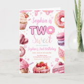 ツースウィート誕生日招待状トドラーガール誕生日 招待状 (正面)