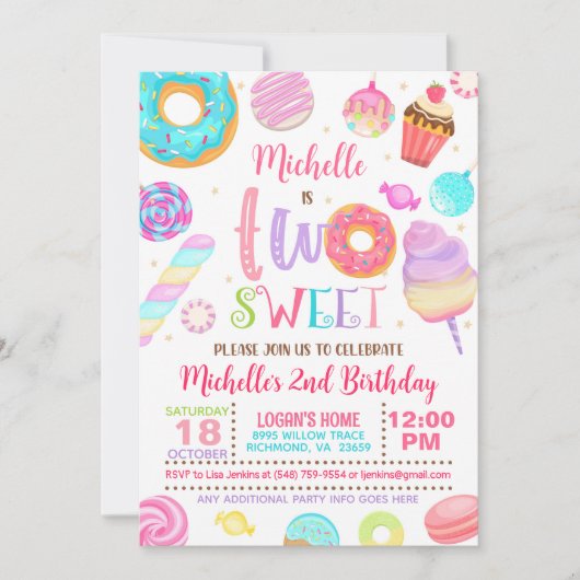 ツースウィート誕生日招待状 招待状 (正面)