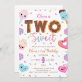 ツースウィート誕生日 | 2ndバースデーガールドーナツ 招待状 (正面/裏面)